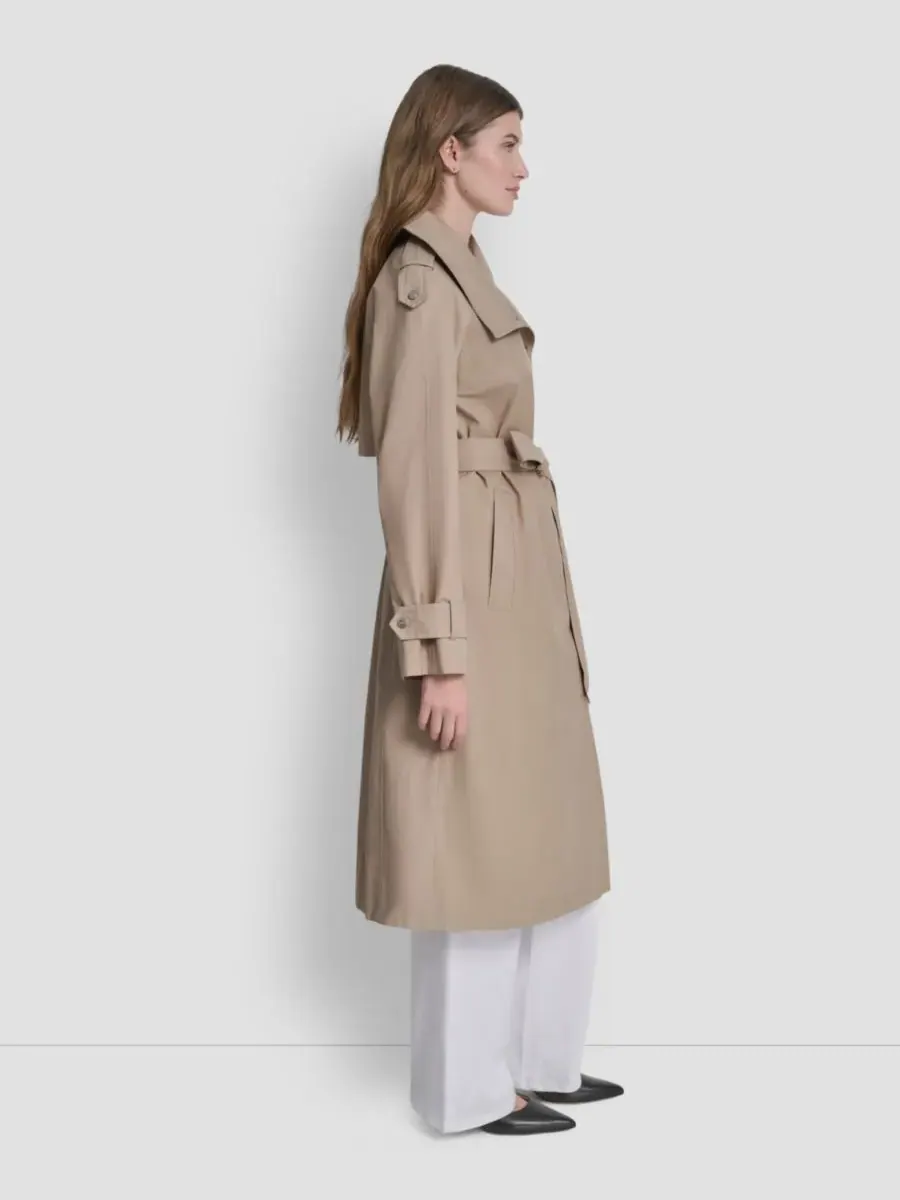 Женский длинный тренч с поясом и воротником-стойкой DKNY — изображение 3 из 5, хаки