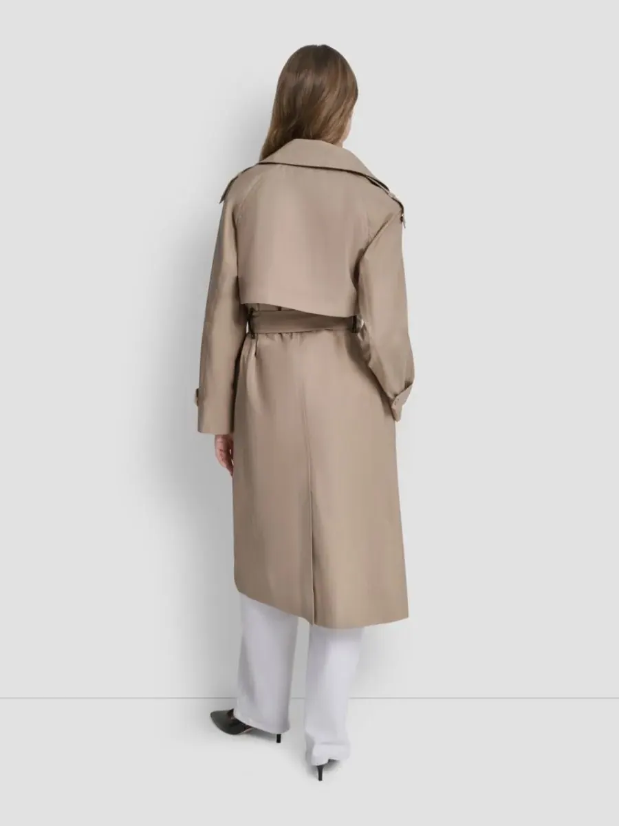 Женский длинный тренч с поясом и воротником-стойкой DKNY — изображение 5 из 5, хаки