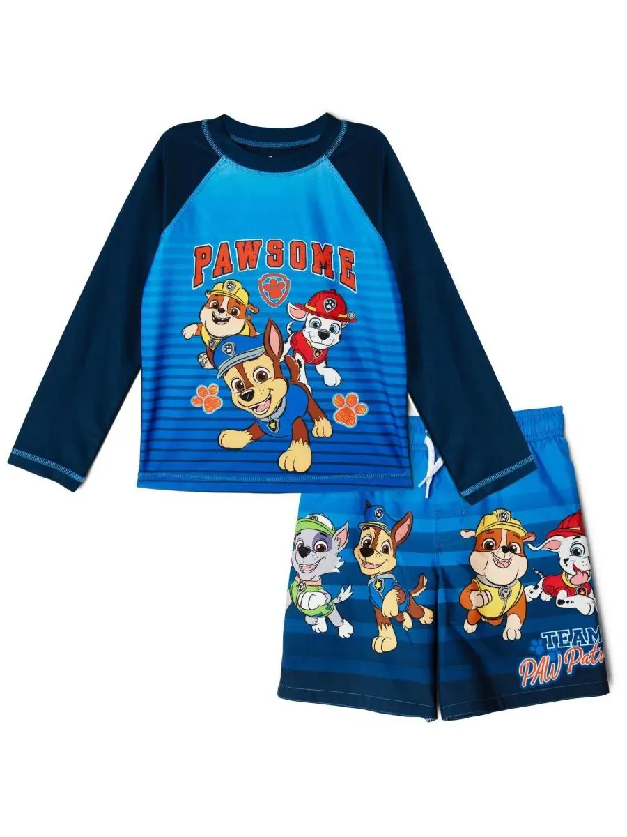Комплект из рашгарда с длинным рукавом и плавок Paw Patrol — синий
