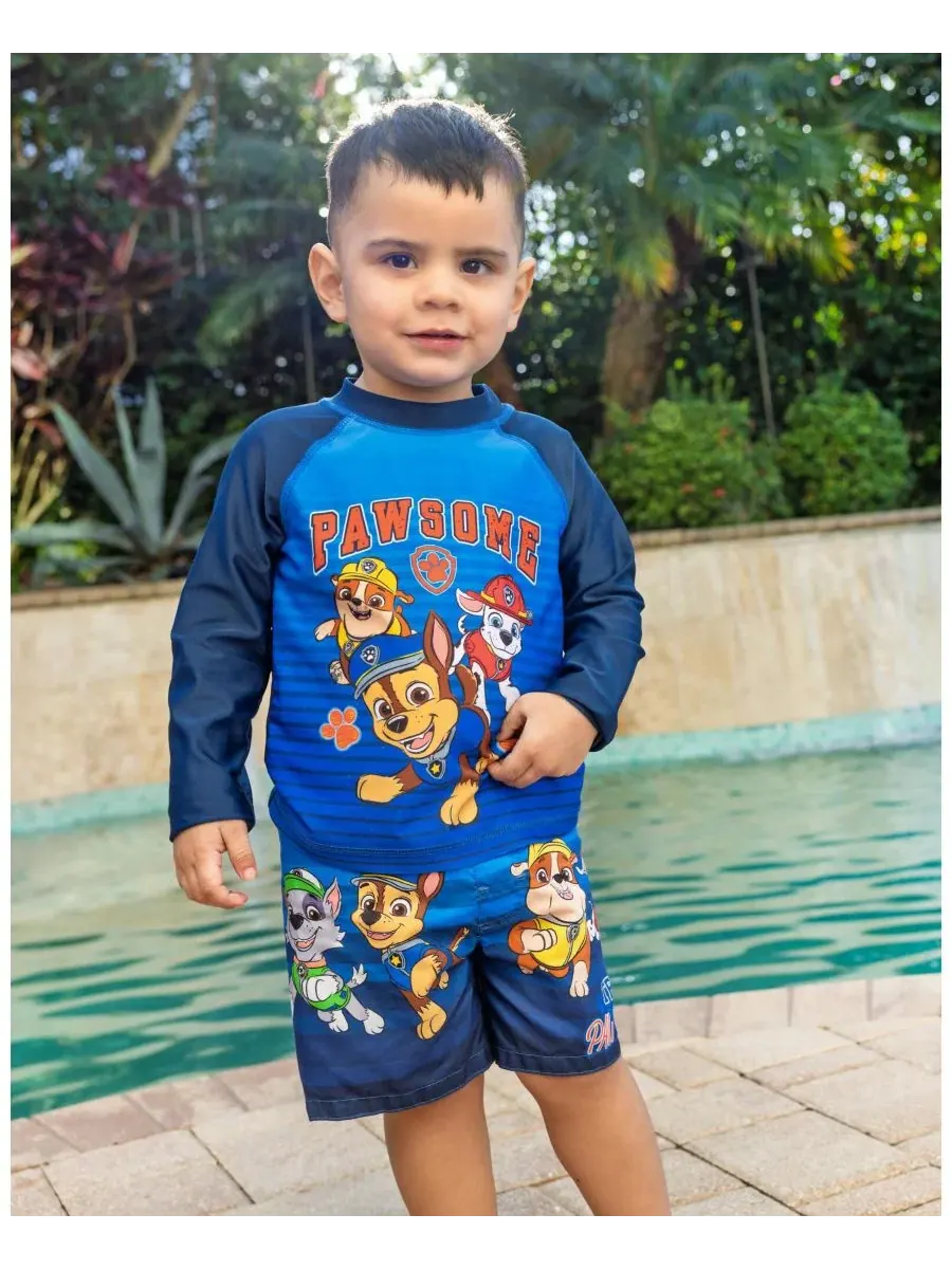 Комплект из рашгарда с длинным рукавом и плавок Paw Patrol — изображение 3 из 3, темно-синий синий