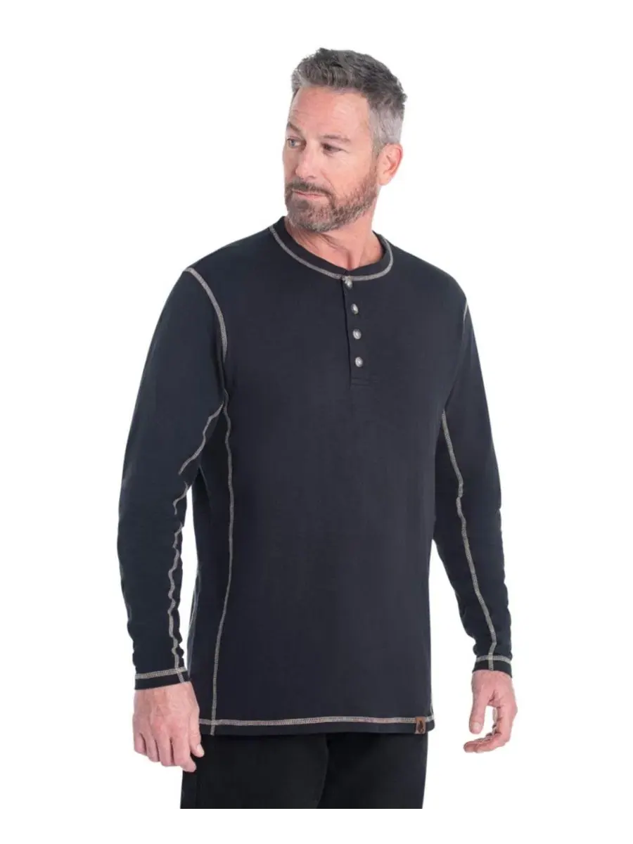 Мужская рубашка-поло Maverick Slub Henley с длинным рукавом Legendary Whitetails — изображение 1 из 8, черный