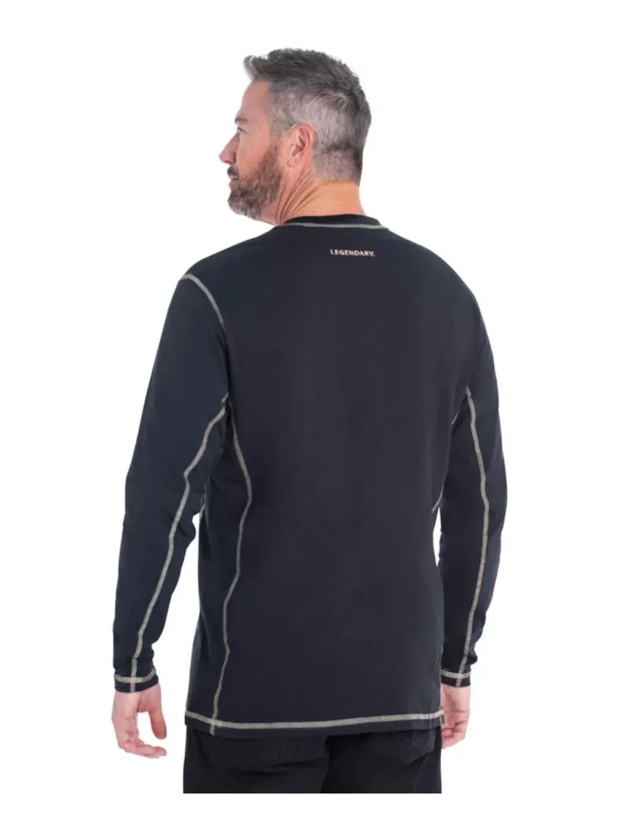 Мужская рубашка-поло Maverick Slub Henley с длинным рукавом Legendary Whitetails — изображение 4 из 8, черный