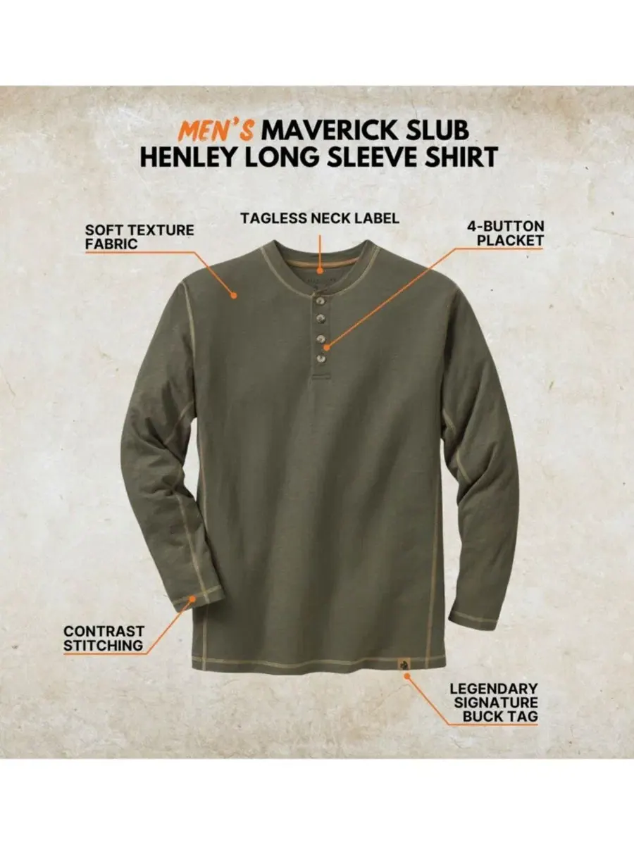 Мужская рубашка-поло Maverick Slub с длинным рукавом Legendary Whitetails — изображение 7 из 8, зеленый