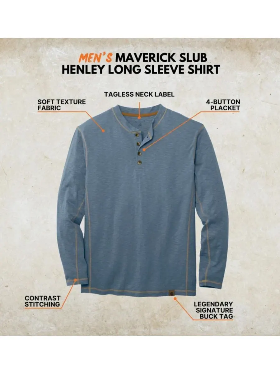 Мужская рубашка-поло с длинным рукавом из слабовой ткани Maverick Slub Henley Legendary Whitetails — изображение 5 из 8