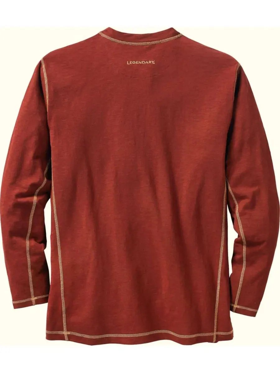 Мужская рубашка-поло с длинным рукавом Maverick Slub Henley Legendary Whitetails — изображение 5 из 6, красный