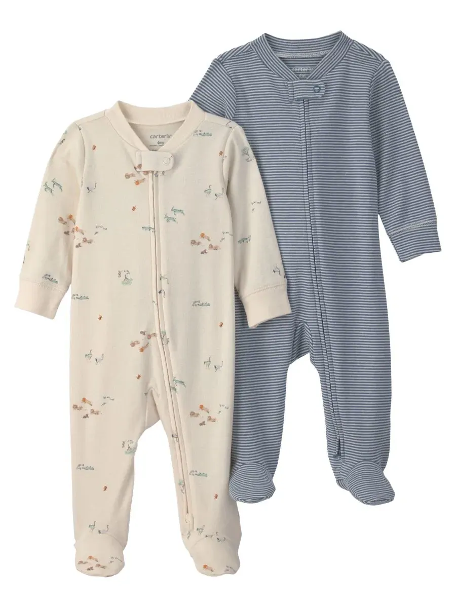 Комплект пижам с длинным рукавом, с принтом, 2 шт, Safari 2-Way Zip Sleep & Play Carter's