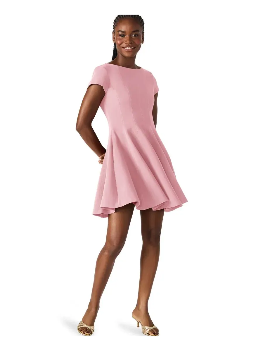Платье-трапеция мини Nili Boat Neck Short-Sleeve Fit & Flare Short Dress Steve Madden, Sugar Cora