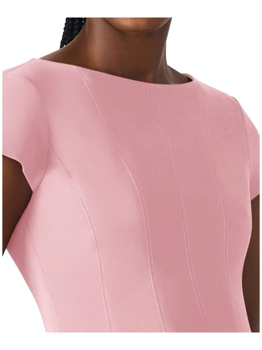 Платье-трапеция мини Nili Boat Neck Short-Sleeve Fit & Flare Short Dress Steve Madden, Sugar Cora — изображение 4 из 6