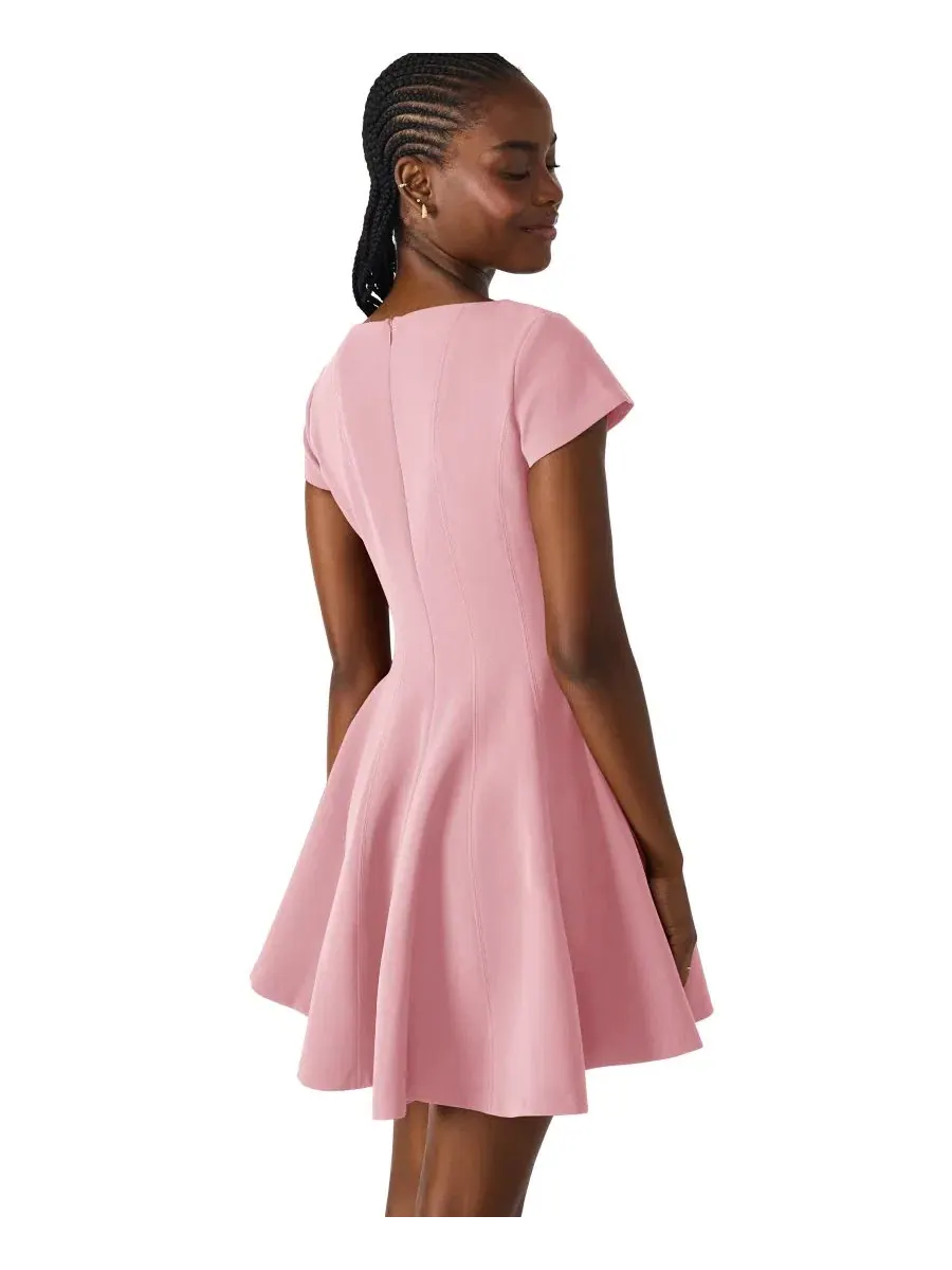 Платье-трапеция мини Nili Boat Neck Short-Sleeve Fit & Flare Short Dress Steve Madden, Sugar Cora — изображение 5 из 6