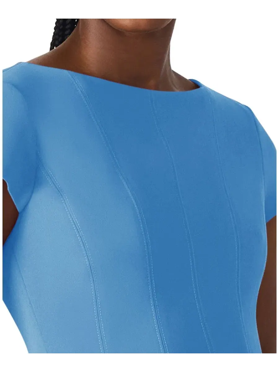 Платье-трапеция Nili Boat Neck Short-Sleeve Fit & Flare Steve Madden — изображение 7 из 7, синий