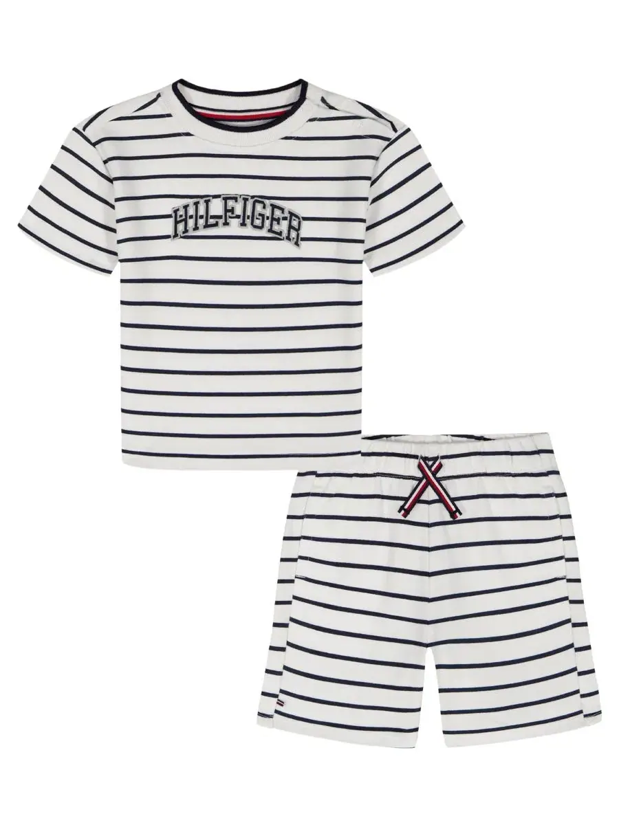 Комплект из футболки и шорт из футера с полосами Tommy Hilfiger — изображение 4 из 9, белый