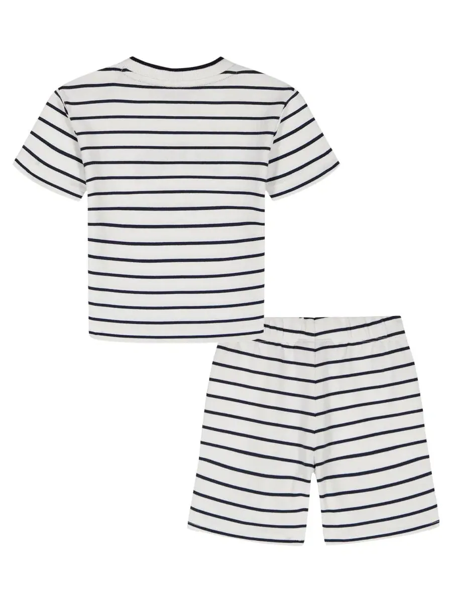 Комплект из футболки и шорт из футера с полосами Tommy Hilfiger — изображение 5 из 9, белый