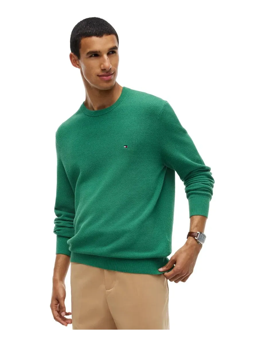 Свитер с круглым вырезом, хлопковый, с коротким рукавом, Essential Texture Tommy Hilfiger