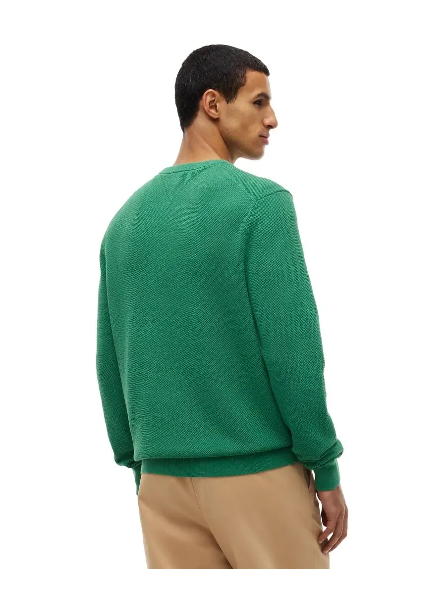 Свитер с круглым вырезом, хлопковый, с коротким рукавом, Essential Texture Tommy Hilfiger — изображение 4 из 4, зеленый