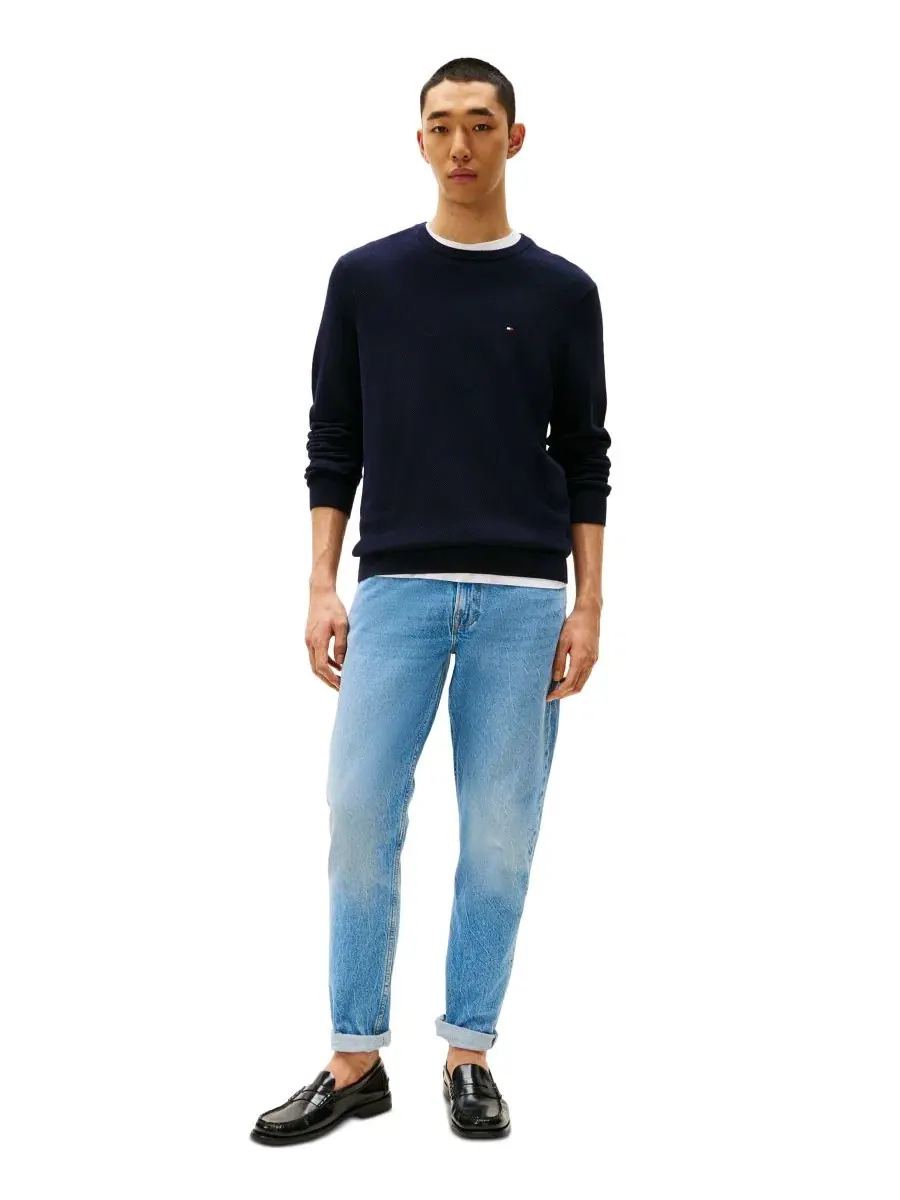 Свитер из хлопка с коротким рукавом Essential Texture Tommy Hilfiger — изображение 2 из 4, темно-синий