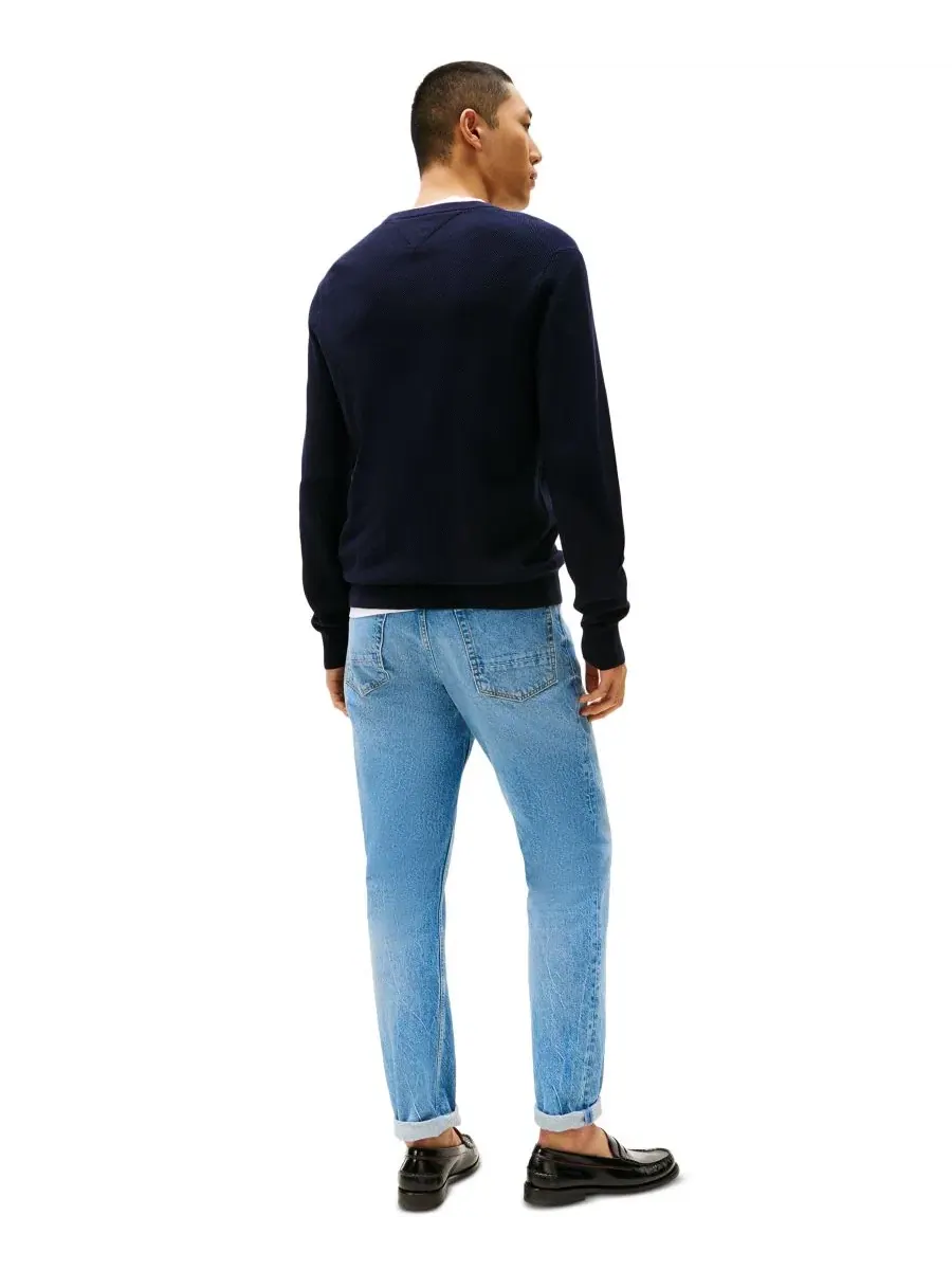 Свитер из хлопка с коротким рукавом Essential Texture Tommy Hilfiger — изображение 4 из 4, темно-синий