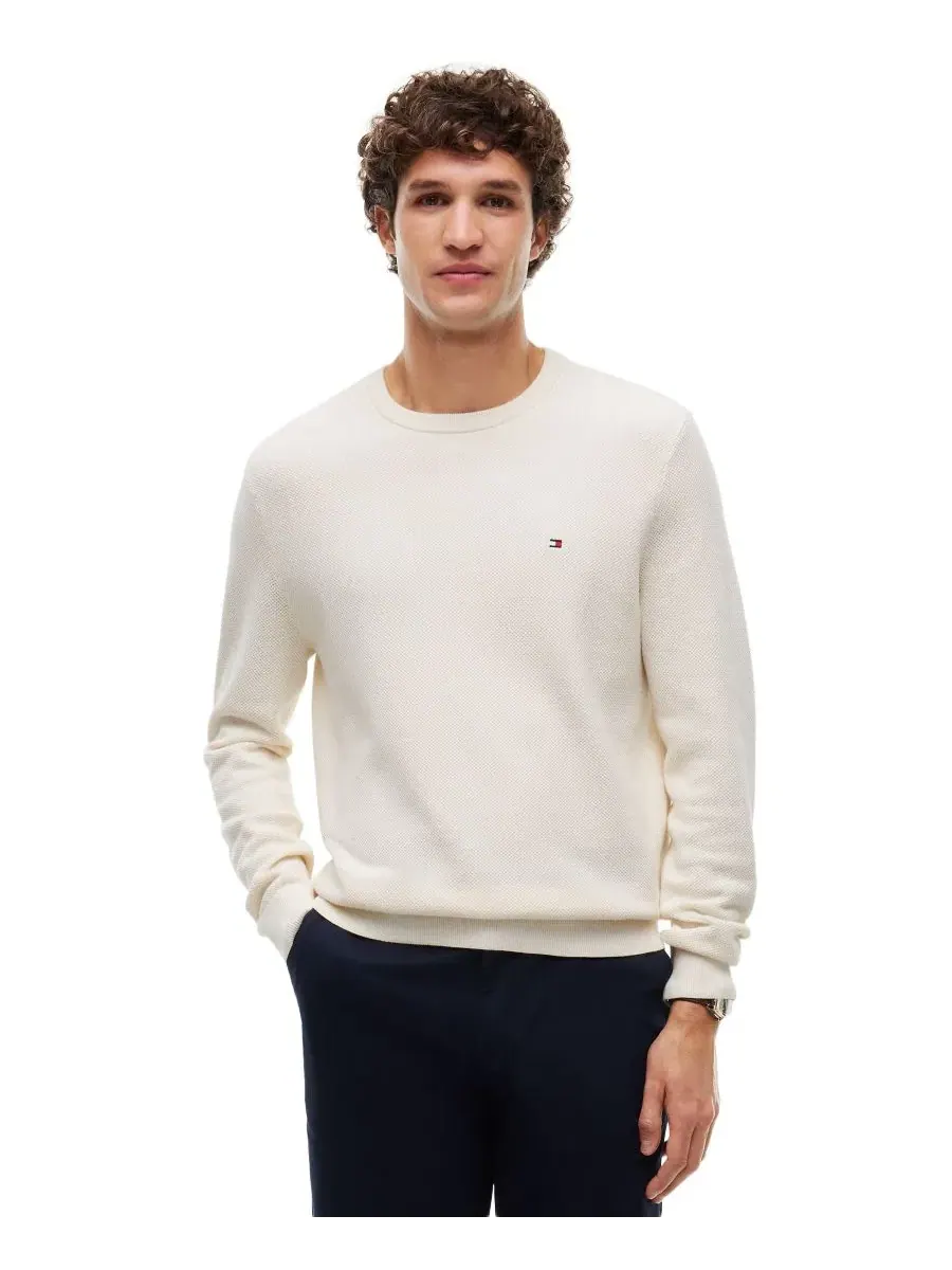 Свитшот Essential Texture Cotton с коротким рукавом Tommy Hilfiger — изображение 1 из 4, слоновая кость