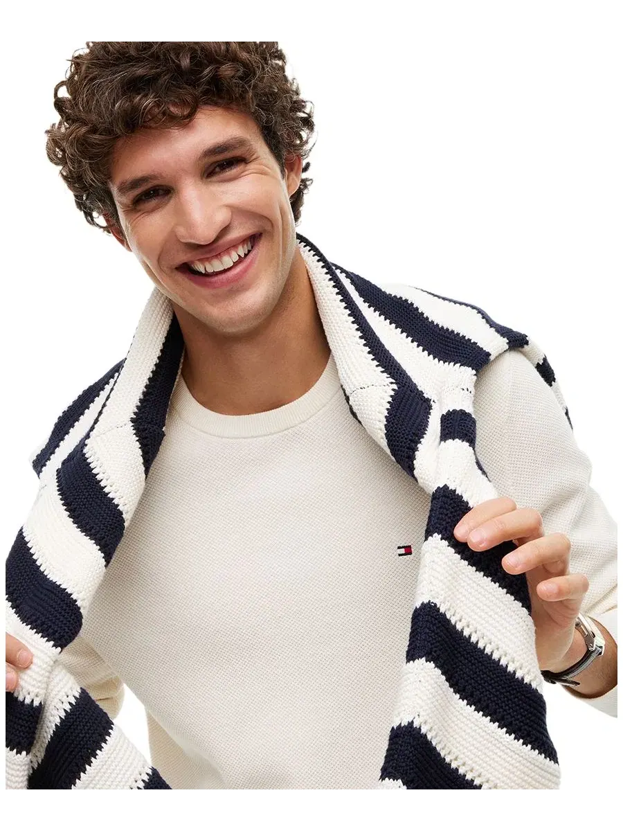 Свитшот Essential Texture Cotton с коротким рукавом Tommy Hilfiger — изображение 3 из 4, слоновая кость