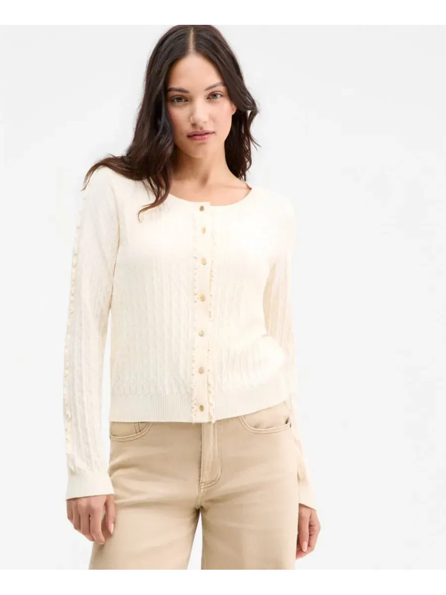 Кардиган женский с длинным рукавом, с рюшами, модель Long-Sleeve Button-Front Ruffle Liverpool Los