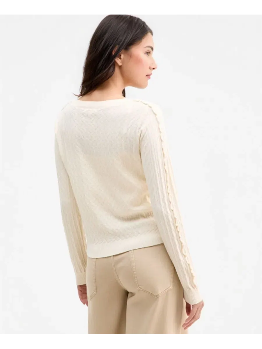 Кардиган женский с длинным рукавом, с рюшами, модель Long-Sleeve Button-Front Ruffle Liverpool Los — изображение 3 из 4