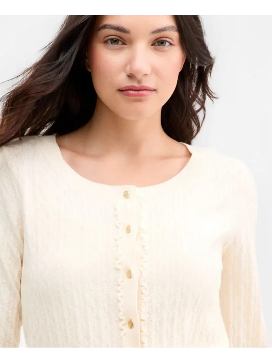 Кардиган женский с длинным рукавом, с рюшами, модель Long-Sleeve Button-Front Ruffle Liverpool Los — изображение 4 из 4