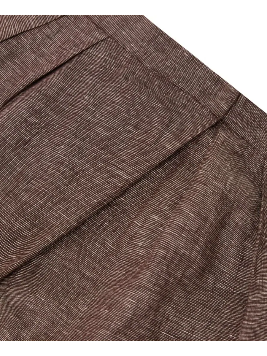 Шорты Serena из льна с запахом, с защипами REISS — изображение 4 из 5, коричневый