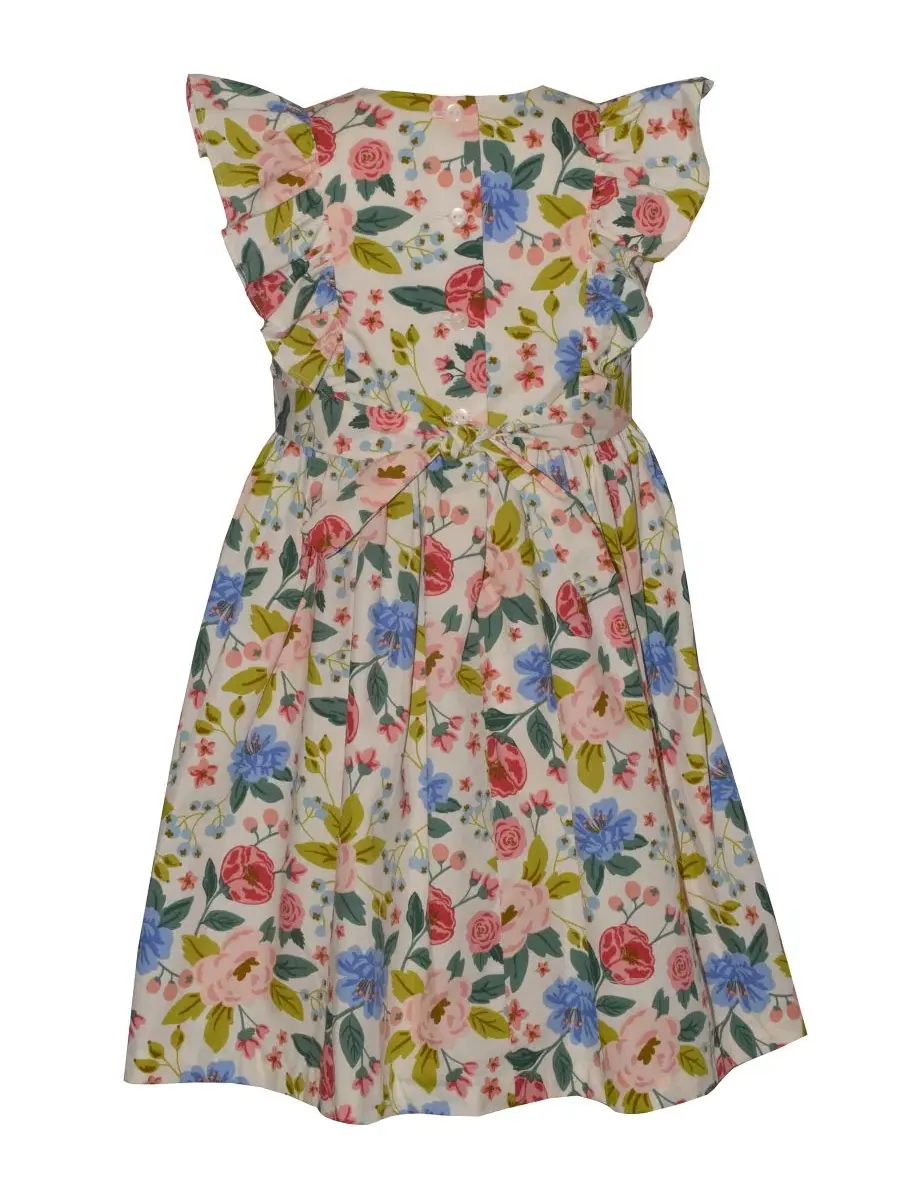 Платье с цветочным принтом, с рукавами-воланами, модель Floral Smocked Flutter-Sleeve Dress Bonnie — изображение 2 из 3