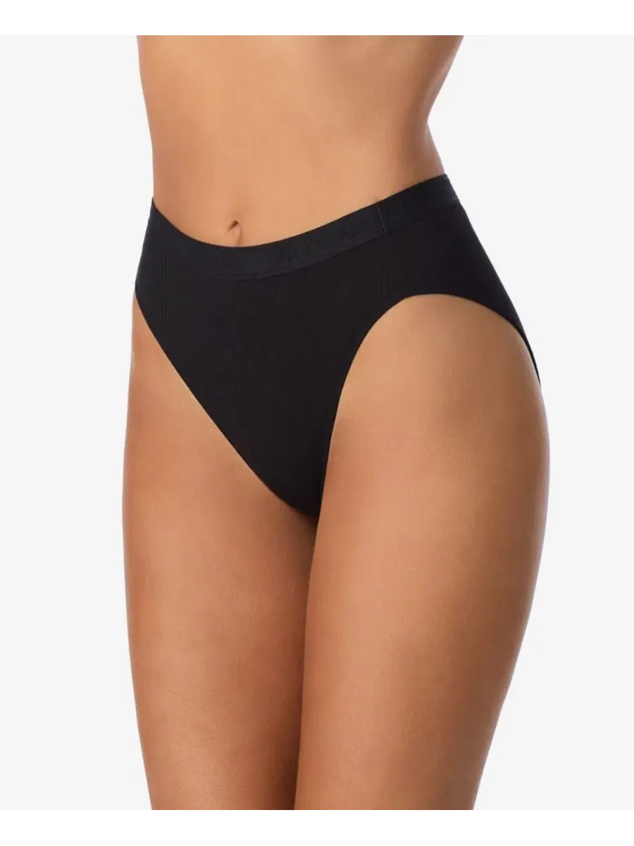Трусы с высокой посадкой из хлопкового риба, Cabana Cotton Rib On Gossamer — черный
