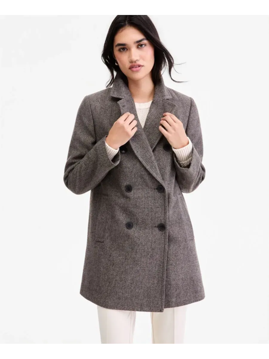 Пальто двубортное Women's Double-Breasted Pea Coat Calvin Klein, Birdseye Woven — изображение 3 из 5
