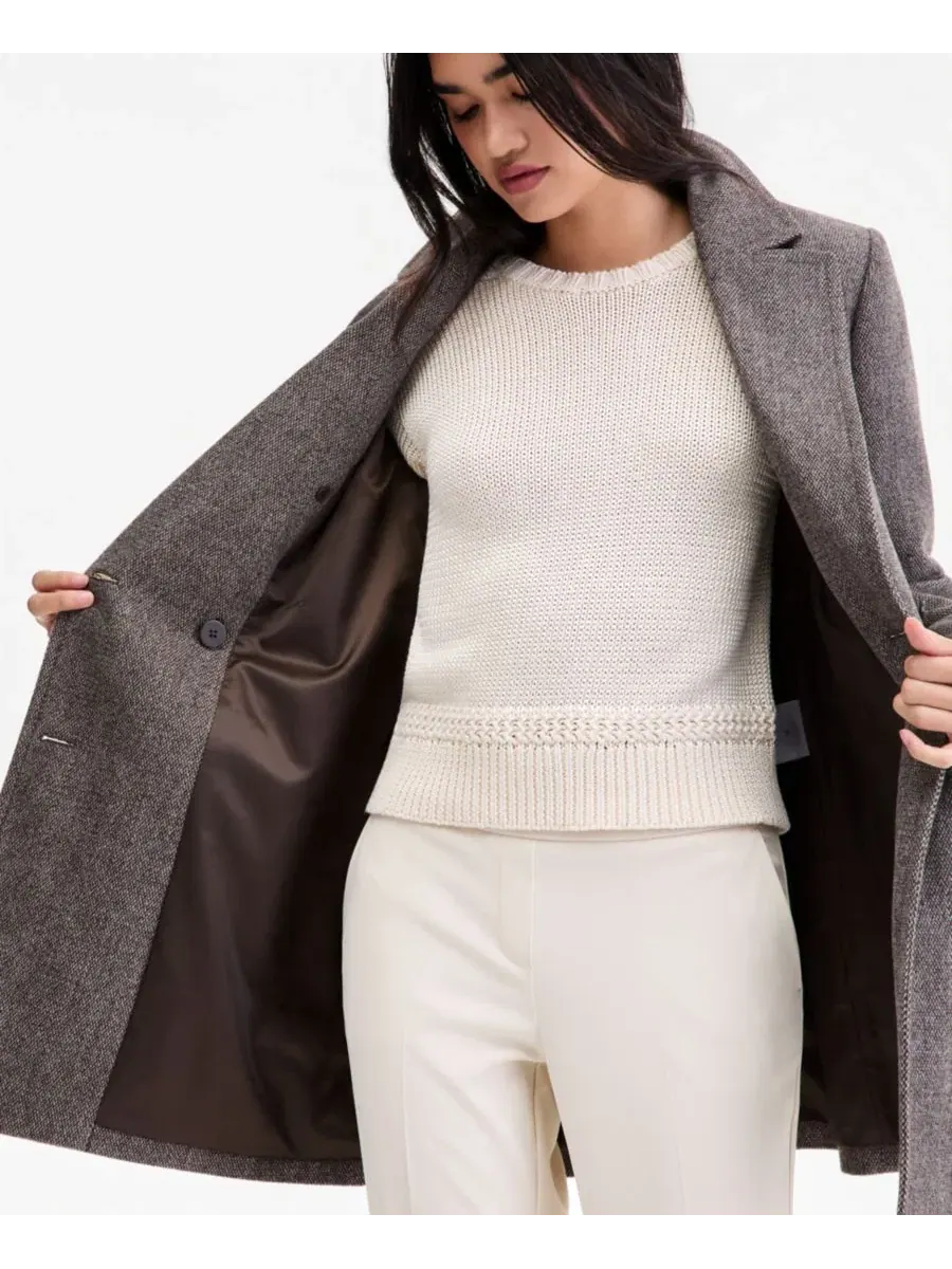 Пальто двубортное Women's Double-Breasted Pea Coat Calvin Klein, Birdseye Woven — изображение 5 из 5