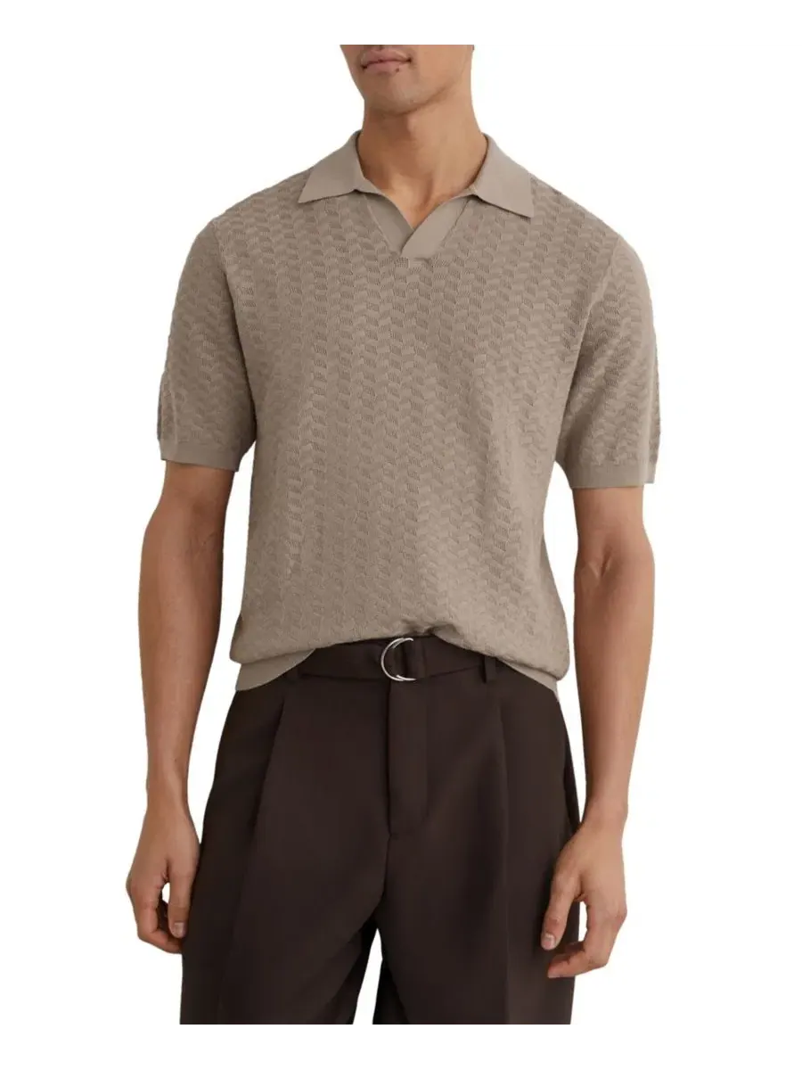 Поло с геометрическим трикотажем, Slim Fit, модель Sol REISS