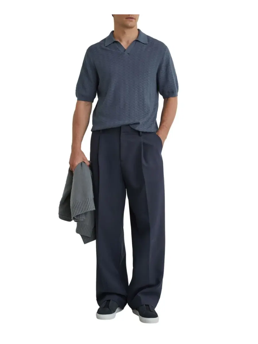 Поло с геометрическим трикотажем, Slim Fit, модель Sol REISS — изображение 6 из 9, коричневый