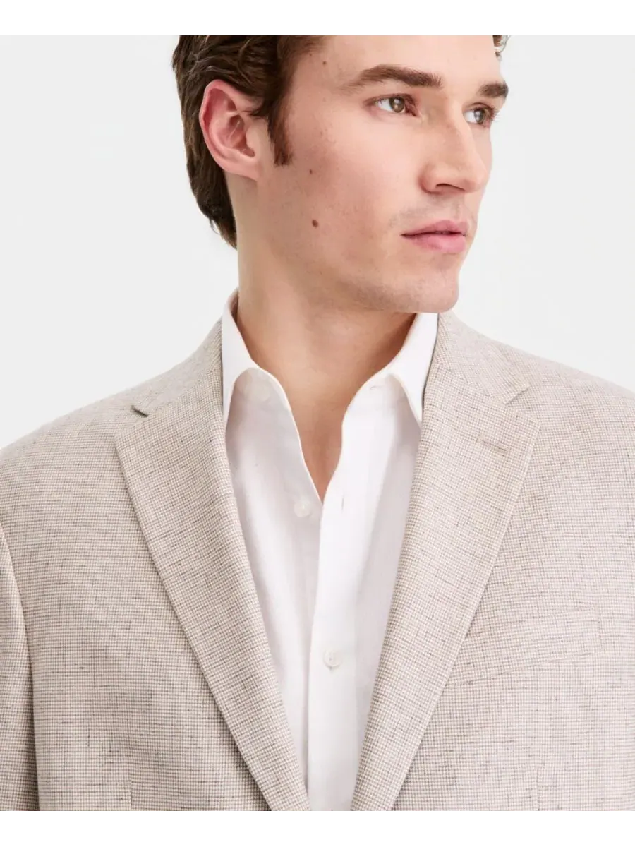 Костюм-двойка slim fit с принтом «Houndstooth» Techni-Cole Kenneth Cole Reaction — изображение 3 из 5, бежевый