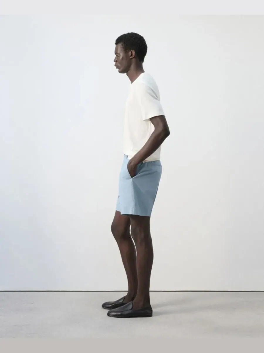 Мужские шорты-бермуды Slim Fit из хлопка и лиоцелла, длина 17 см, Mango — изображение 4 из 7, голубой зеленый