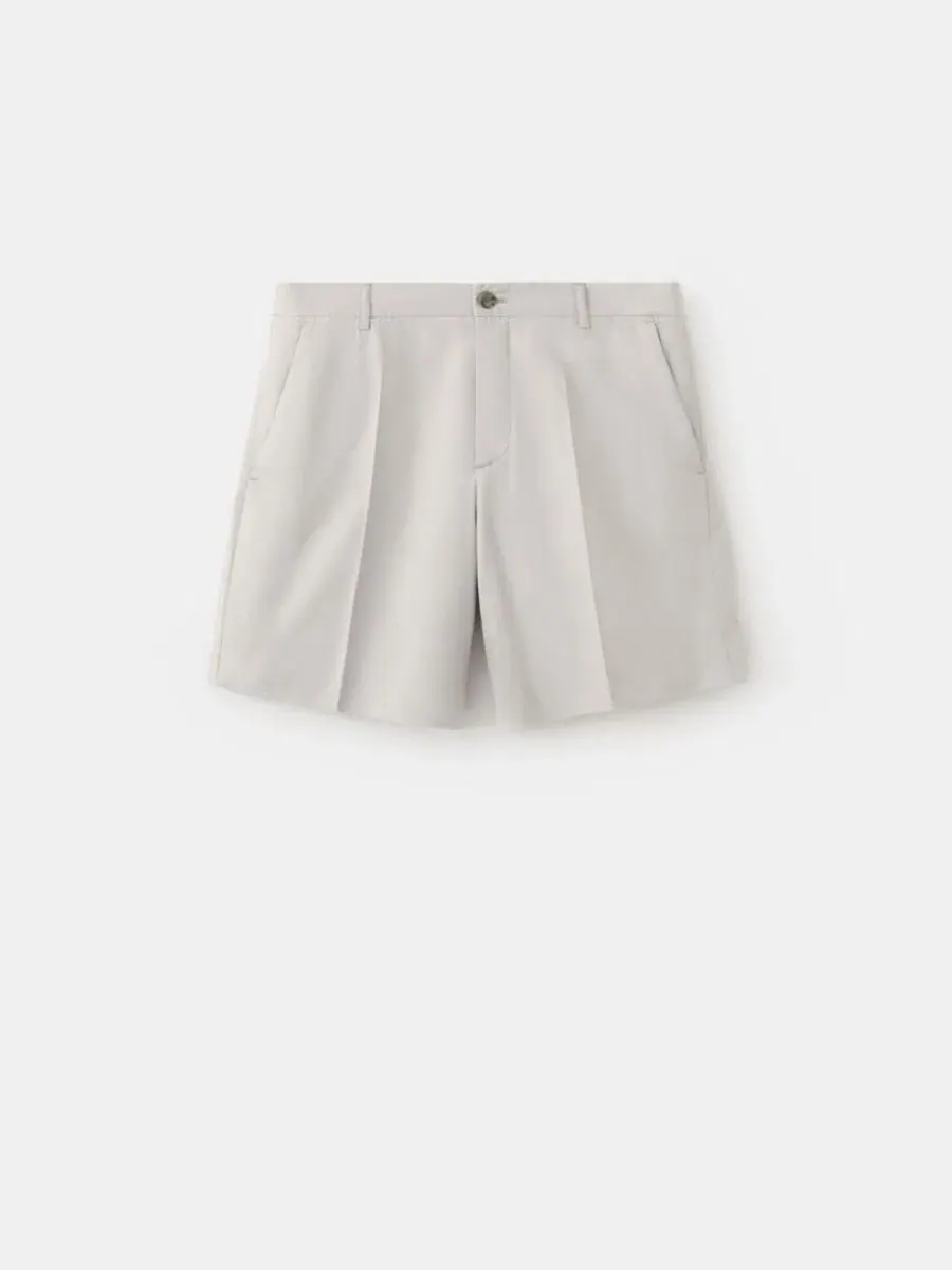 Шорты-бермуды Slim-Fit Cotton-Lyocell Bermuda Shorts MANGO — изображение 2 из 7, серый