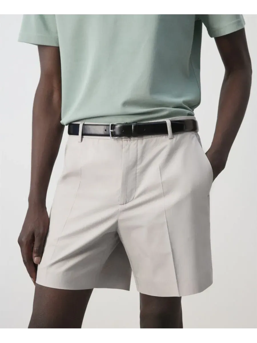 Шорты-бермуды Slim-Fit Cotton-Lyocell Bermuda Shorts MANGO — изображение 6 из 7, серый