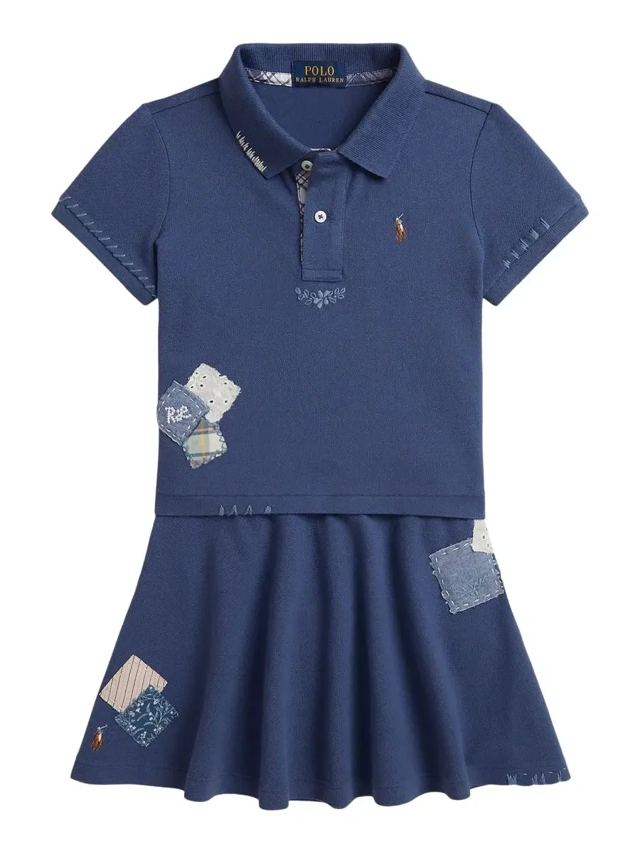 Комплект из поло и юбки с коротким рукавом, Patchwork Polo Ralph Lauren