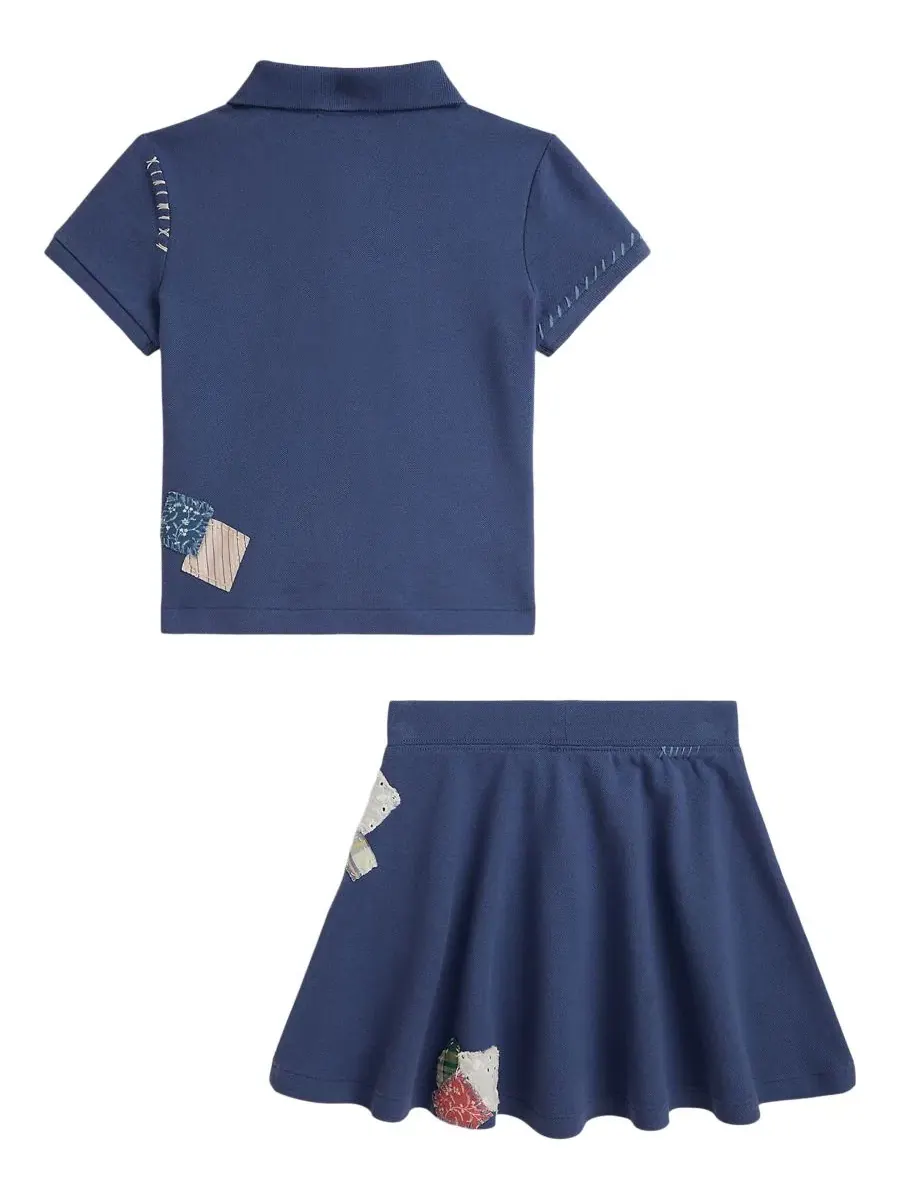 Комплект из поло и юбки с коротким рукавом, Patchwork Polo Ralph Lauren — изображение 2 из 3, синий