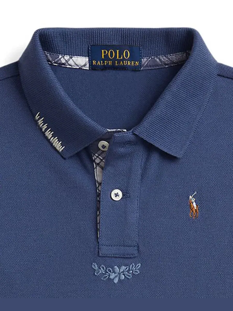 Комплект из поло и юбки с коротким рукавом, Patchwork Polo Ralph Lauren — изображение 3 из 3, синий