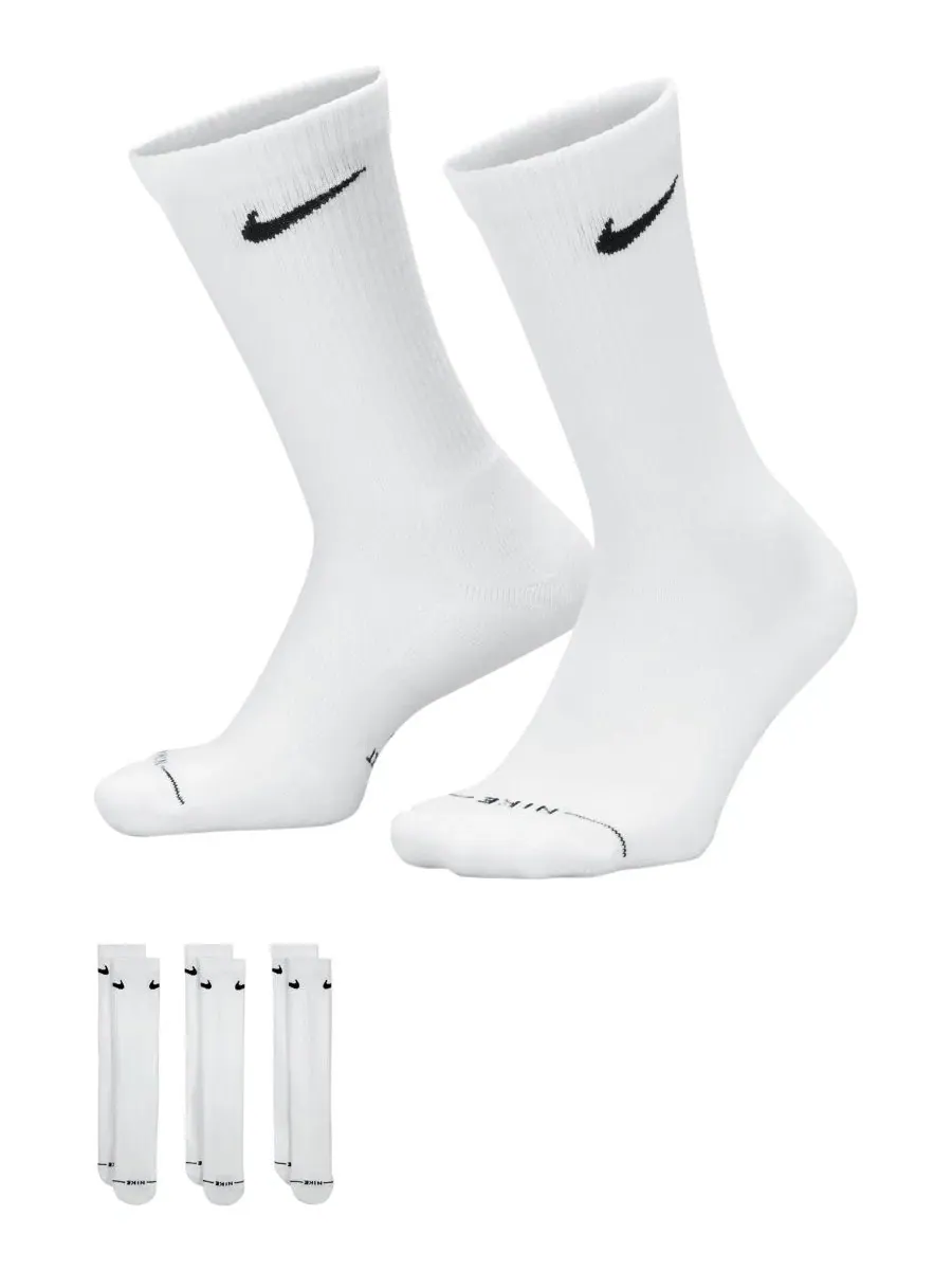 Комплект носков Nike Everyday Elevated Crew, 3 пары — изображение 2 из 4, белый