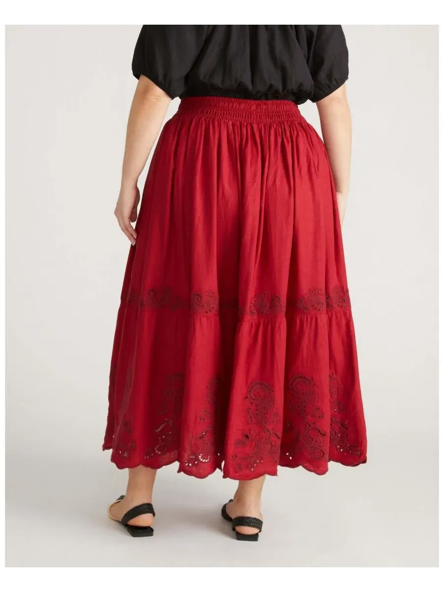 Макси-юбка с вышивкой Tosca Embroidered Universal Standard — изображение 2 из 3, красный
