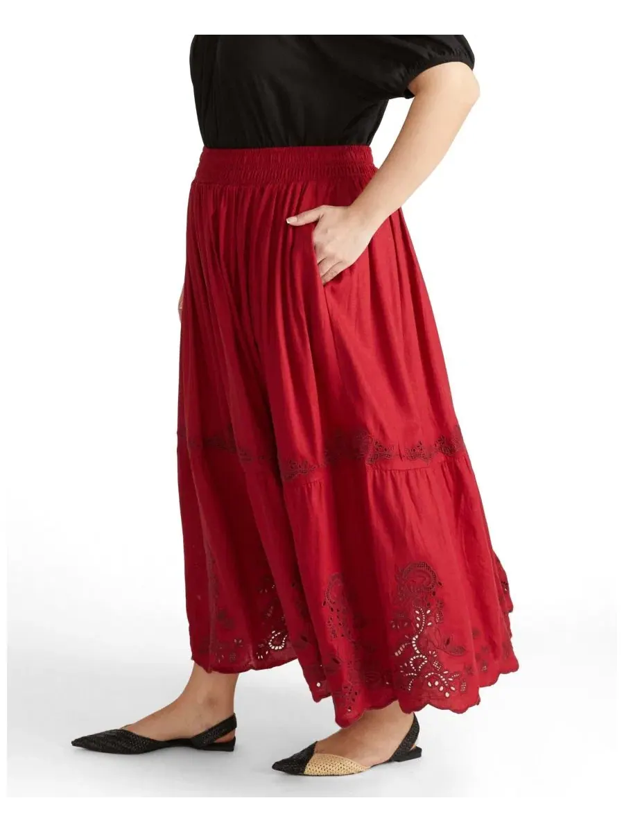 Макси-юбка с вышивкой Tosca Embroidered Universal Standard — изображение 3 из 3, красный