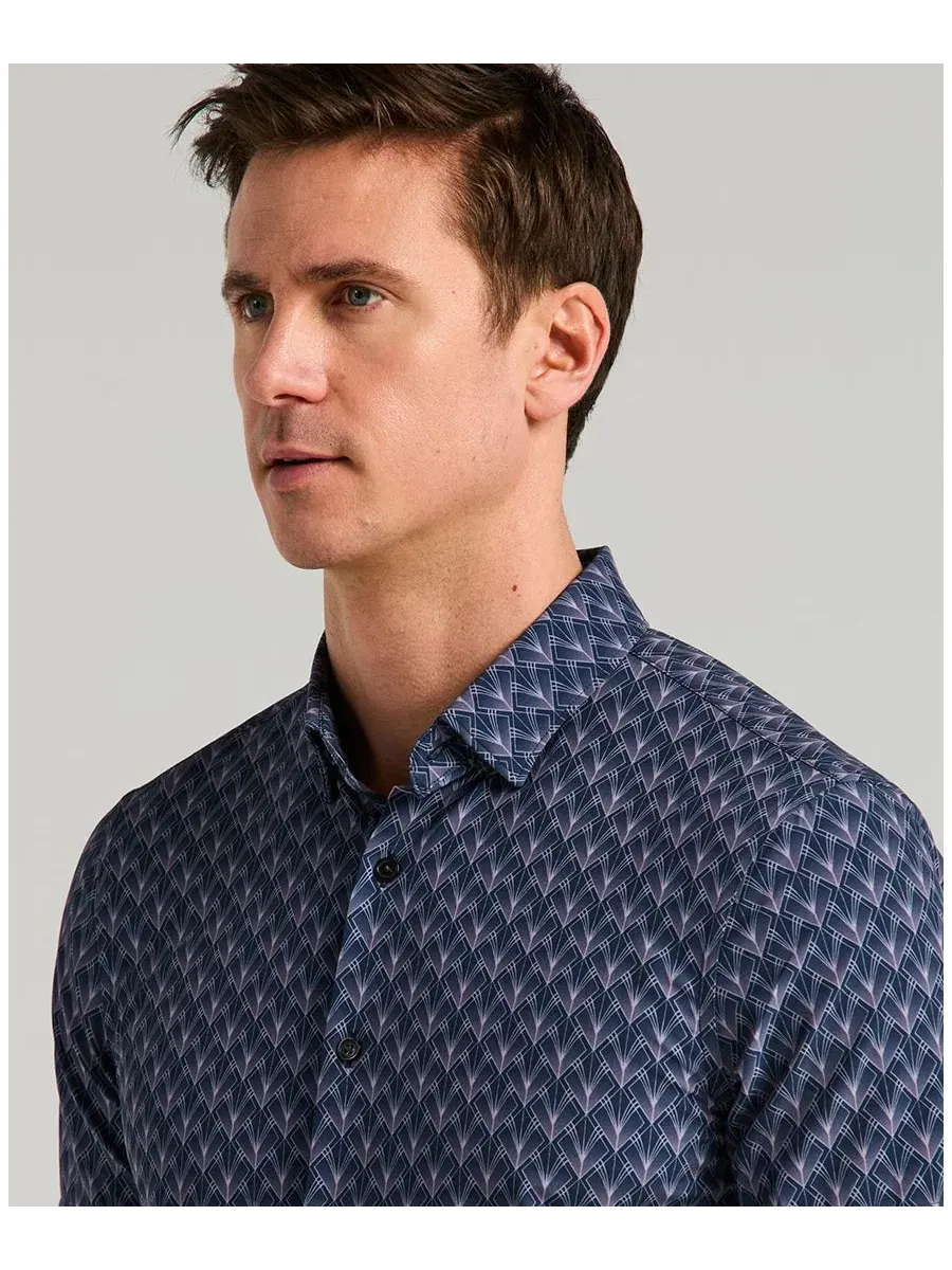 Мужская рубашка с принтом Ombre Diamond Perry Ellis — изображение 4 из 5, синий