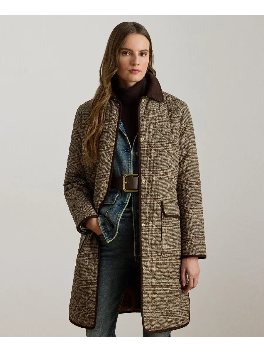 Женское пальто Diamond-Quilted Lauren Ralph Lauren, Heritage Plaid