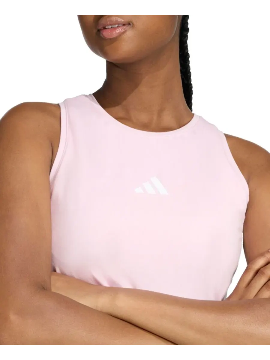 Топ без рукавов с принтом 3-Stripes Padded Crewneck Tank Top adidas — изображение 3 из 5, розовый