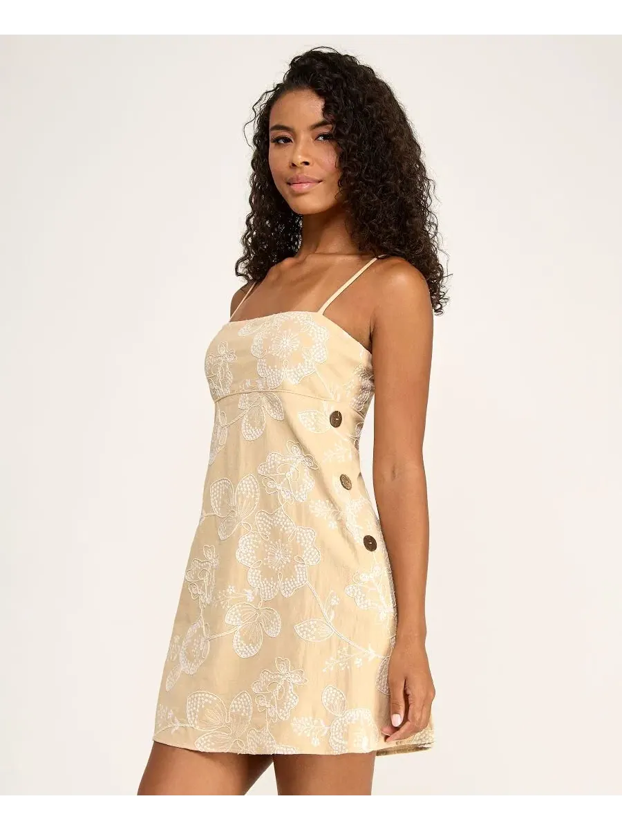 Платье с квадратным вырезом и вышивкой Juniors' Embroidered Square Neck Short Dress SENI & CADE — изображение 3 из 6, бежевый