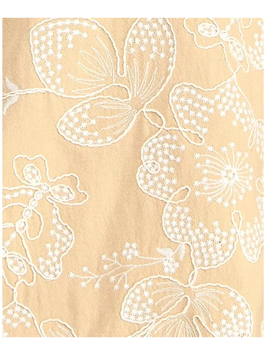 Платье с квадратным вырезом и вышивкой Juniors' Embroidered Square Neck Short Dress SENI & CADE — изображение 6 из 6, бежевый
