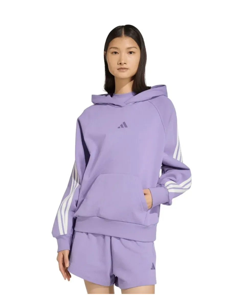 Женский худи свободного кроя с капюшоном и тремя полосами adidas