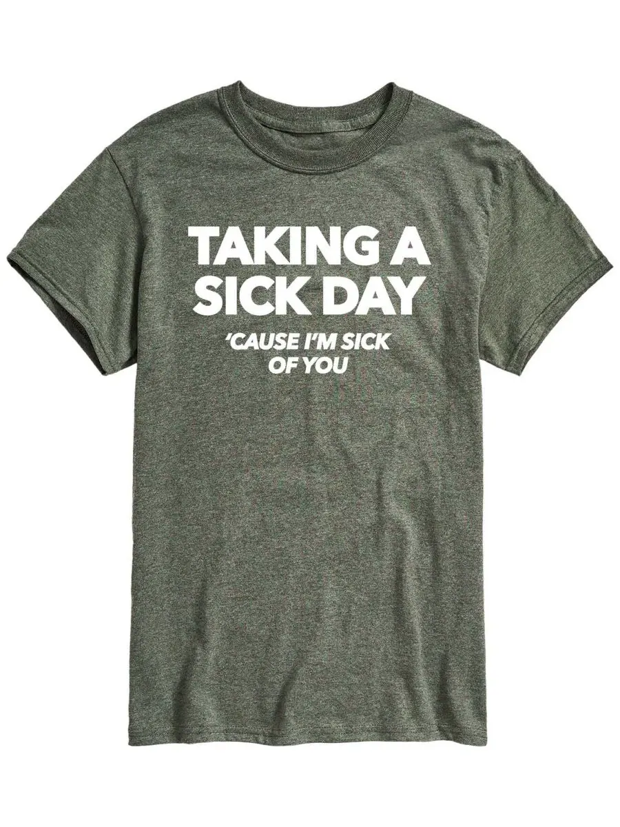 Мужская футболка с коротким рукавом и принтом Taking Sick Day AIRWAVES — изображение 1 из 3, зеленый