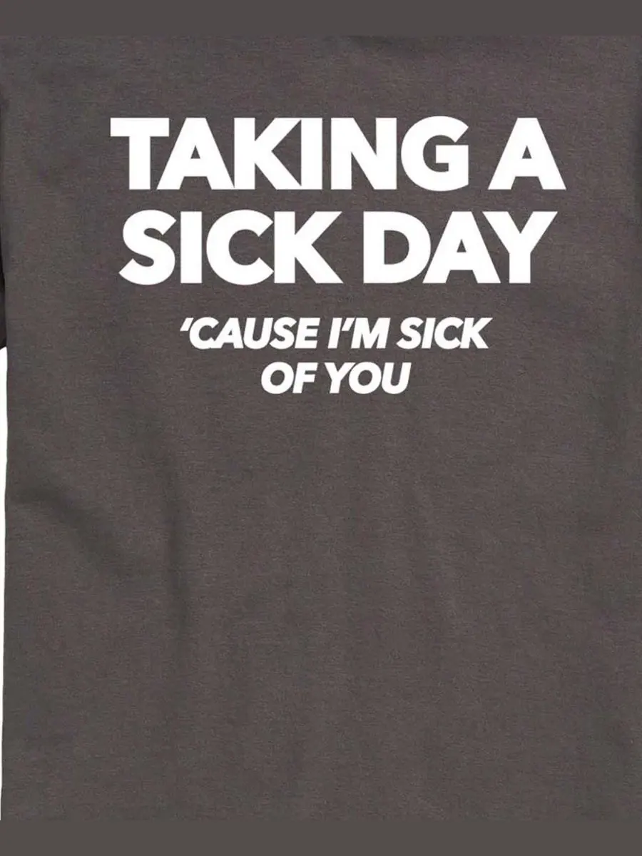 Мужская футболка с коротким рукавом и принтом Taking Sick Day AIRWAVES — изображение 3 из 3, темно-серый
